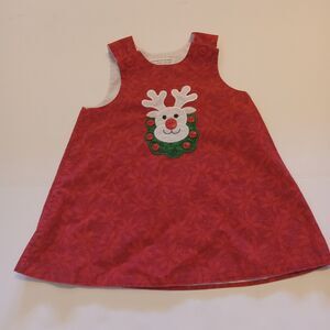 Courtney's Closet Custom Made Girls 12 Months Christmas Reindeer  Red Jumper...
